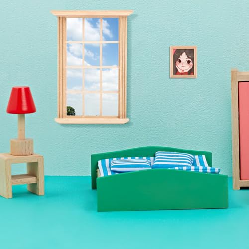 Image of DOITOOL 8PCS Dollhouse Windows 1: 12 Scale Miniature Dollhouse Furniture Mini Window Frame Model DIY Doll House Building Supplies Photograph Props