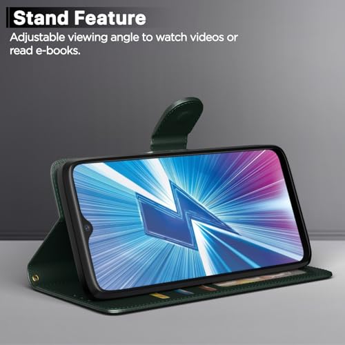 Image of Pikkme Flip Cover for Vivo Y12 / Y15 / Y17 / U10 Leather Finish | Inside TPU with Card Pockets | Wallet Stand and Shock Proof | Complete Protection Flip Case (Green)