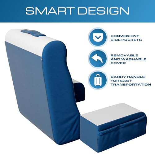 Image of Kolbs Bed Wedge Pillow for Sleep Apnea, FSA Eligible Acid Reflux, and Back Pain Relief, with Chic Jacquard Cover - Headboard Wedges for Sleeping (19 inch Wedge Reading - Blue)