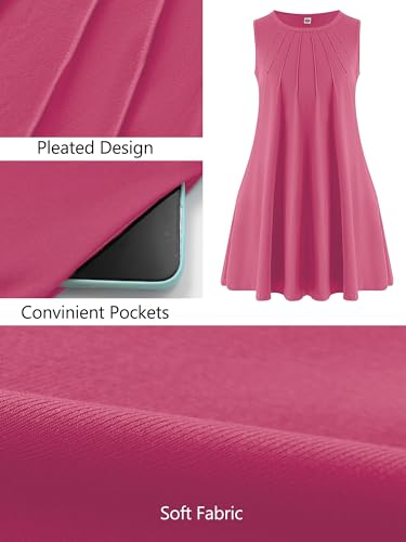 Image of AusLook Plus Size Midi Dress for Women Sleeveless Casual Summer Tank Dress with Pockets A-Line Loose Swing Dress 1-5X