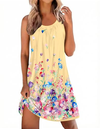 Image of Ekouaer Nightgowns for Women Sleeveless Sleepwear Tank Pleated Sleep Shirt