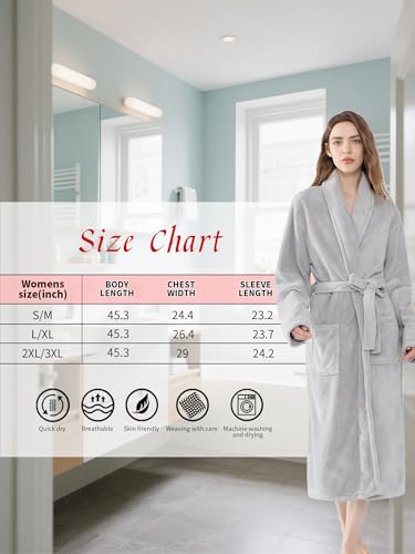 Image of Soft Robe For Women,Warm Plush Bath Robes Female,Spa Towel After Shower Lightweight Long Bathrobe