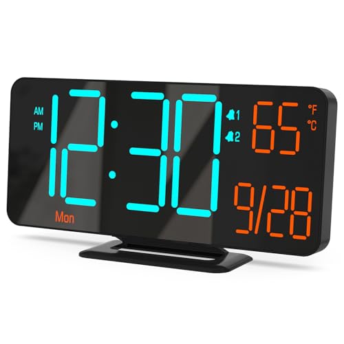 KOSUMOSU LED Alarm Clock 6.7" Auto-Dim Desk Clock