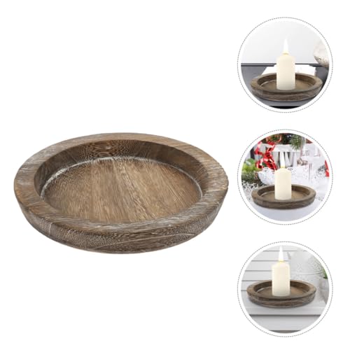 Bandeja redonda de madera resistente a manchas para velas decorativas 8