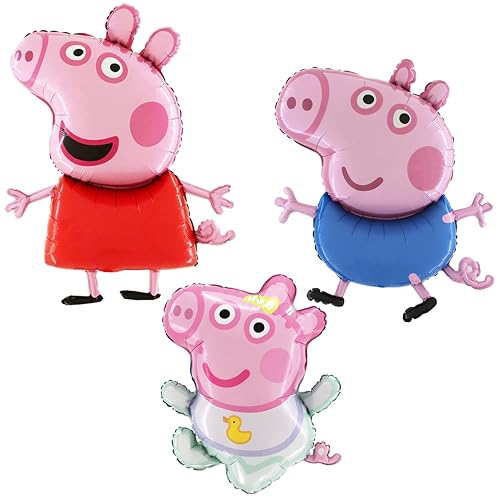 Toyland® Paquete de 3-95cm (37') Globo gigante de aluminio con los personajes Peppa, George y Evie Pig - Children's Party Decorations