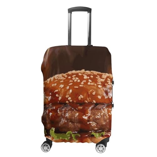 Hamburger Steak Fast Food Luggage Cover, Washable Elastic Suitcase Cover Protector Fit 18-32 Inch Luggage