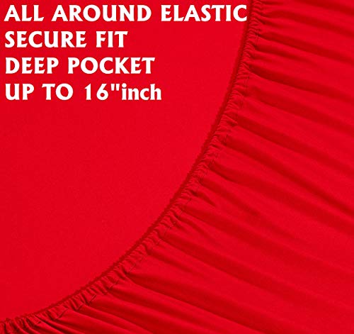 Elegant Comfort Luxury Soft Bed Sheets 1500 Premium Hotel Quality Microfiber Softness Wrinkle and Fade Resistant (6-Piece) Bedding Set, Queen, Candy Apple Red