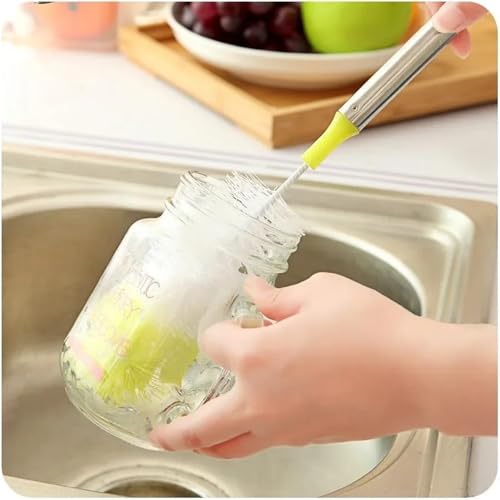 Brosse pour biberon et tasse à manche long pliable et tête ronde - 4