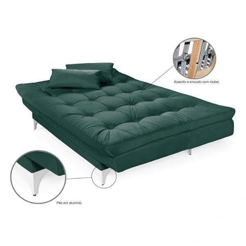 Sofá Cama 3 Lugares Versátil Império Estofados Verde