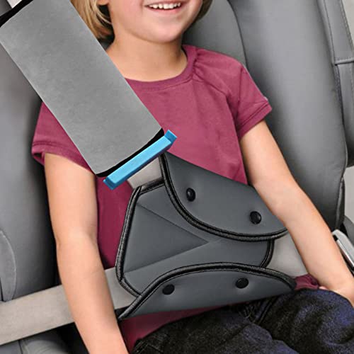 Seat Belt Cover Pad & Seatbelt Adjuster, Kids Seatbelt Cushion & Seat Belt Adjuster for Adult, Travel Baby Car Seat Strap Pad Cover, Toddler Neck Headrest Seatbelt Pillow Safety Belt Positioner Clip