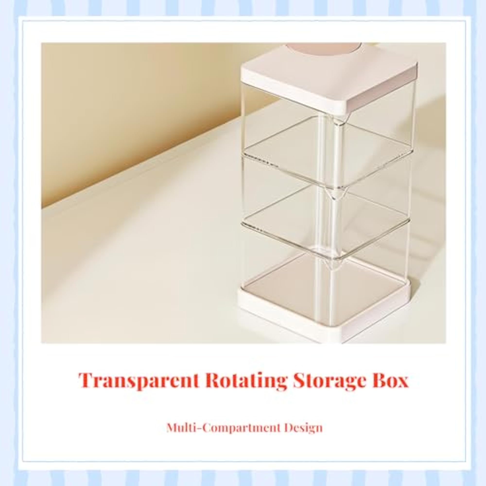 Rotating Dustproof Makeup Organizer, Multi-Tier Storage Box