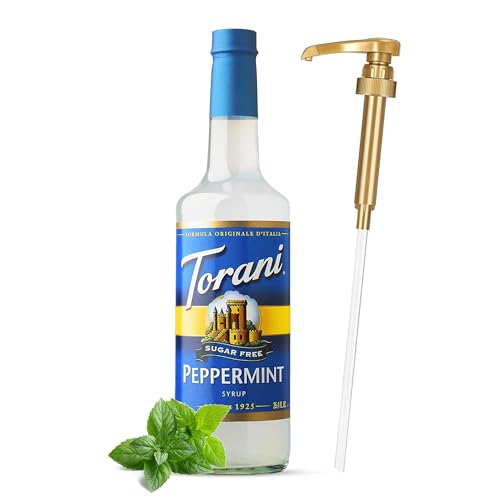 Syrup Pump Dispenser with Torani Sugar Free Peppermint Syrup for Coffee, 25.4 oz Bundle - Syrup Pump Dispenser Compatible With Torani Flavor Coffee Syrup - image 1