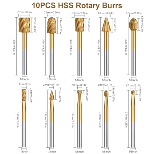 EEEKit 20 Stück Holzschnitzerei Bohrer Set, HSS Drehfräser Frässtifte Fräser Holz für Rotary Tool mit 3mm Schaft
