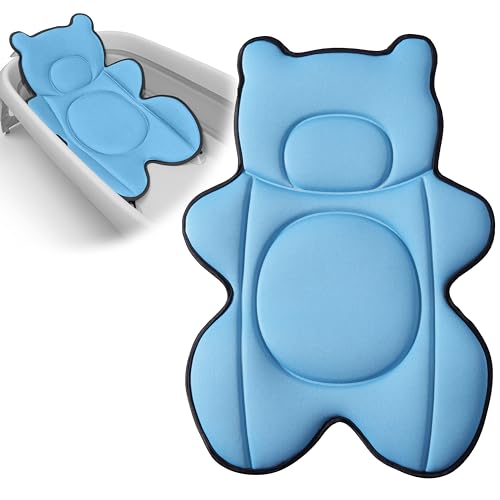 Image of Rezlli Infant Baby Bath Cushion,Fits Inside Most Baby Bathtubs, Breathable Soft Baby Bath Support Seat,Baby Bath Pad Bath Pillow for Bathtub,Newborn Bath Mat with 4 Suction Cups (Blue)