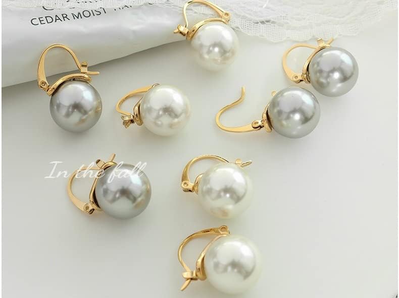 14k Gold over S925 Pearl Dangles Earrings，Women High End Earrings - Elegant White Pearl Earrings，Delicate Dangle Earrings for Weddings and Mother's Day