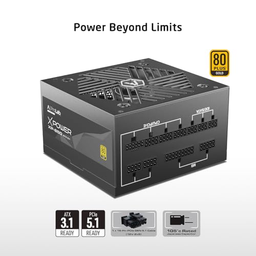 Image of ProLab Design XPower XP-850 Power Supply Unit|850w 80+Gold|Fully Modular|Japanese Capacitor|ATX 3.1, PCIE 5.1 Support|450w 12v-2x6 Connector|120mm Hydro Bearing Fan|Black Flat Cables|5 Year Warranty