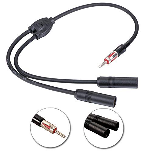 Cheap HerMia Car Radio Stereo AM & FM Antenna Connector SMB Splitter Y Adaptor Cable, 1 Male to 2 Female Plug for Automobile Car Antenna Aerial