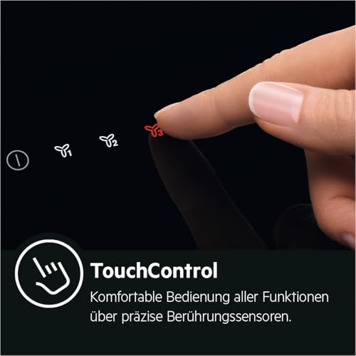 AEG Dunstabzugshaube Serie 7000 mit SilenceTech 90cm – kopffreie Wandhaube mit Glas – Ab- und Umluft – max. 760 m³/h im Abluftbetrieb mit max. 67 dB(A) – Lüftenfunktion – Edelstahl – GV77D91SL