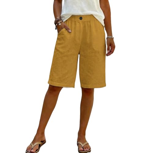 Short d'été pour femme : pantalon de loisirs uni et coupe ajustée