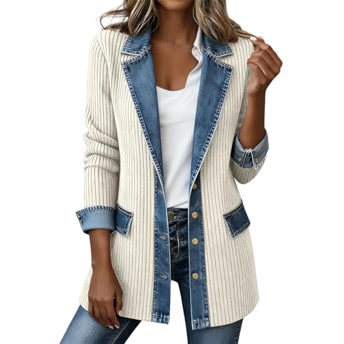 Regalo Ideale e Gamma di Colori:Disponibile in una vasta scelta di colori, cui tonalità neutre e vivaci, questo cardigan da donna in maglia con colletto patchwork di jeans è un regalo perfetto per compleanni, festività o come aggiornamento del guardaroba. È apprezzato da chi ama lo stile casual e , combinando praticità e eleganza.