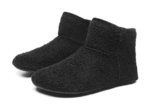 Sanyge Toddler Baby Winter House Slippers Shoes Family Bedroom Non-Slip First Walker Indoor Warm Fleece Lined for Boys and Girls(SYG2266Black21)