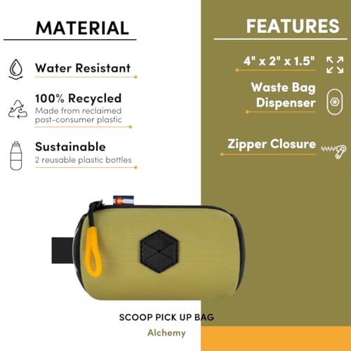 Image of OllyDog Scoop Pick Up | Dog Poop Bag Holder | Lightweight & Water-Resistant Dispenser | Leash Attachment for Hands-Free Carry | Fits Standard Waste Bag Rolls (Alchemy)