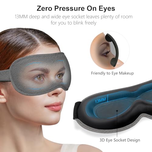 Miniatura 3 de Gritin Antifaz Para Dormir Para Mujer Y Hombre, 100 Anti-Luz Máscara De Dormir Sin Presión Ocular - Diseño Ergonomico 3d Para Las Pestañas Y Los Movimientos Oculares, Ultrasuave Cómodo Sleep Mask