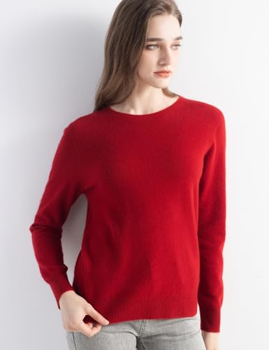 Women's 100% Pure Cashmere Sweater 2025 Fall Winter Crew Neck Long Sleeve Warm Soft Knitted Pullover3
