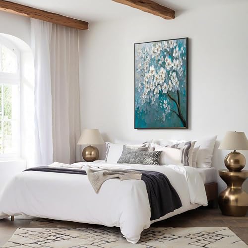 Impresión en lienzo de turquesa con acabado de pintura al óleo impresionista 7