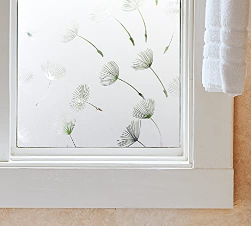 Image of CottonColors Window Film, Blindfold Sheet, Window Glass Film, Stained Glass, Repositionable, UV Protection, 35.4 x 78.7 inches (90 x 200 cm), No Glue DIY 055 Dandelion