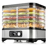 LEHMANN Déshydrateur Alimentaire en Acier Inoxydable, 450 W, 5 Plateaux Réglables en Haute...