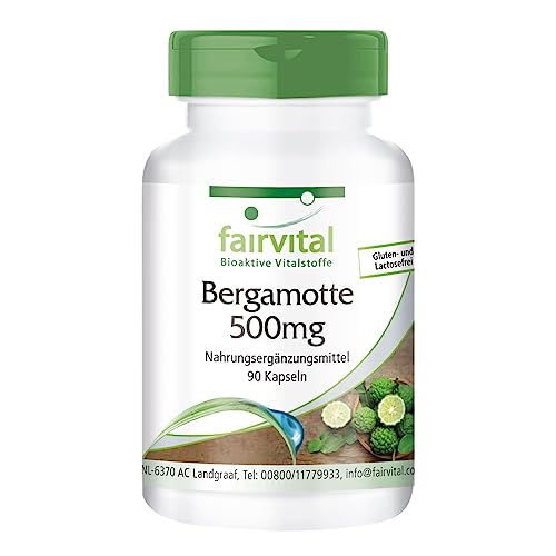 Fairvital | Bergamot extract 500 mg - 90 capsules - 5 times concentrated extract from 2500 mg bergamot - Highly dosed - 100% vegan - Quality tested - Made in Germany
