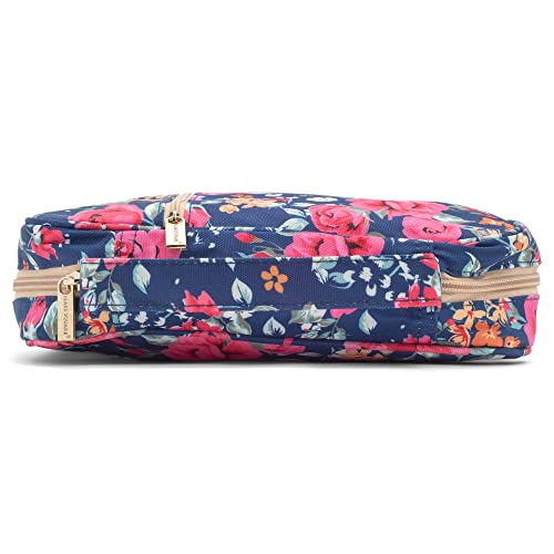 Mary Square 22334 Augusta Pink Floral Pattern 8 x 10.5 Inch Polyester Zippered Bible Cover Case with Handle