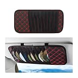 Ywdiml 2PCS Car Visor CD Holder, PU Leather Large Capacity Vehicle DVD Storage Organizer with 10 Sleeves, Automotive Interior Sun Visor DVD Case Accessories, Universal for Trucks SUV Sedan (Red)
