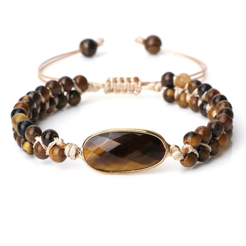 Bracelet de perles 4mm en pierres naturelles marron cristal rond ajustable