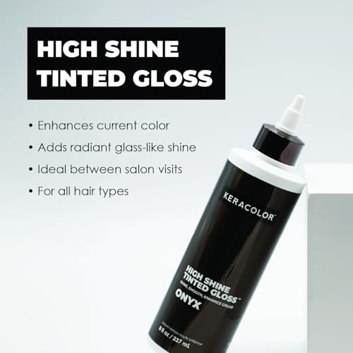 Image of Keracolor High Shine Tinted Hair Gloss, In-Shower Hair Glaze, Sheer Color-Enhancing Glossing Treatment, Onyx, 8 Fl Oz