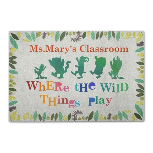 ���փ}�b�g �搶�̂��߂̃p�[�\�i���C�Y���ꂽ�V�w���̃A�C�f�A - �������イ�������V�ԏꏊ - �J�X�^������ 50×80cm doormat Personalized Back To School Ideas Teacher Where The Wild 