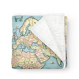Xplorer Maps World Fleece Blanket | 58" x 50" Throw Blanket | Hand-Drawn Original Art |