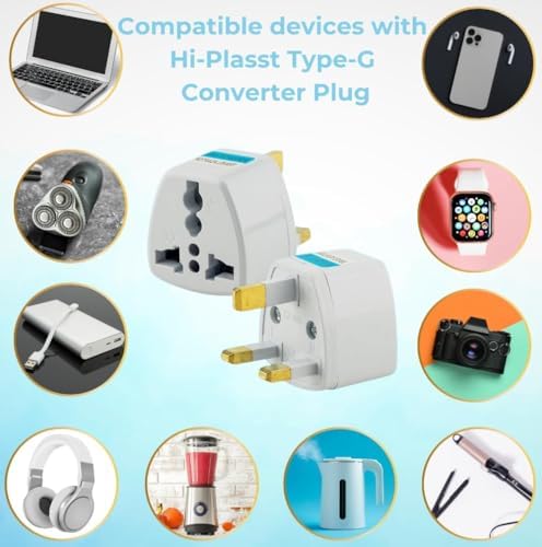 Kyrotech Tip G, İngiliz Adaptör Fişi, Hindistan, İngiltere, Dubai, Hong Kong, İrlanda, Singapur, Kıbrıs, Hac, Umre Uyumlu, 2 ve 3 Uçlu Seyahat Fiş Çevirici Dönüştürücü Priz, Uluslararası Güç Adaptörü - Görsel 3