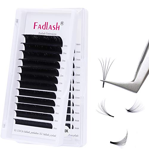 FADLASH Easy Fan Lashes CC Curl 0.07 8-14mm Mixed Length Russian Lashes Natural Look Self Fanning Automatic Blooming Eyelashes Extensions