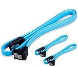 CYLAPEX SATA Cable III 3.0 Revision 18inch 6 Gbps with Locking Latch, 90-Degree to 180-Degree Plug Blue Pack of 6