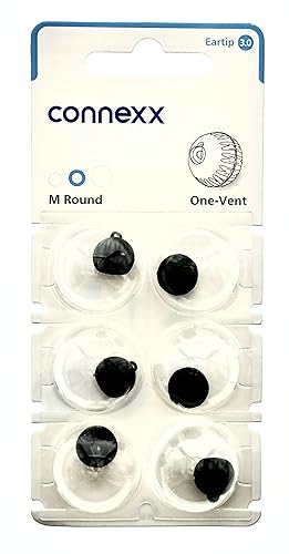 Signia CONNEXX Mediium Round 3.0 Eartips. One Vent Type. 6 Eartips per Pack