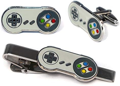 SNES Super Nintendo Tie Clip, NES Nintendo Controller Cufflinks, Retro Gaming Jewelry, SNES Cuff Links, Super Mario Brothers Legend of Zelda Metroid Wedding Groomsman Groomsmen Gifts