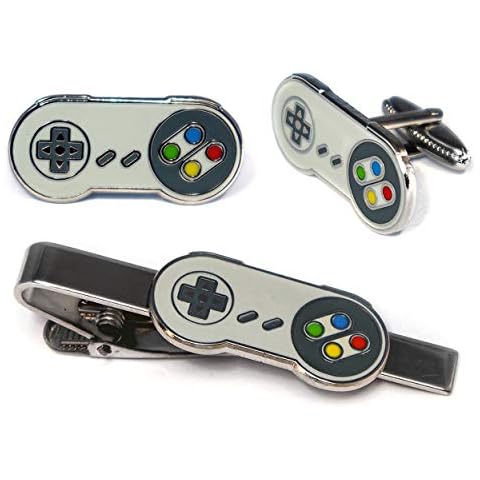 SNES Super Nintendo Tie Clip, NES Nintendo Controller Cufflinks, Retro Gaming Jewelry, SNES Cuff Links, Super Mario Brothers Legend of Zelda Metroid Wedding Groomsman Groomsmen Gifts Cover