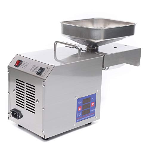 110V Oil Press Machine Heavy Duty Commercial Oil Machine Automatic Oil Expeller Extractor 600W Stainless Steel Cold/Hot Oil Extractor Electric Oil Making Machine for Home Oil Maker