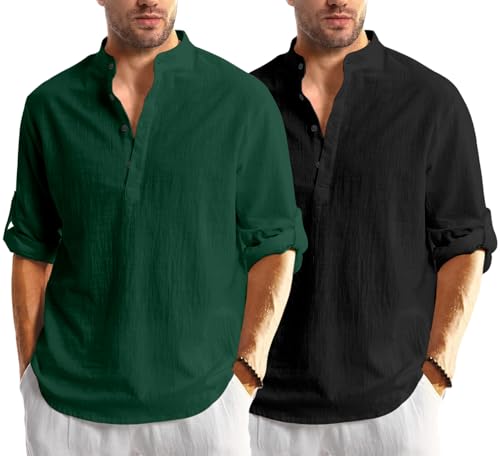 Image of Combo of Men Solid Cotton Blend Straight Kurta Shirt Pack of 2