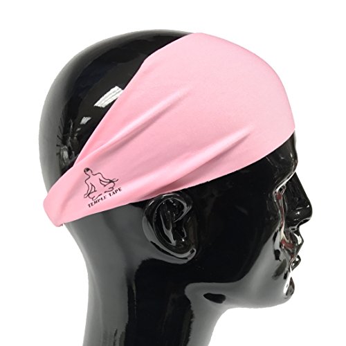 Temple Tape Headbands For Men And Women - Mens Sweatband & Sports Headband Moisture Wicking Workout Sweatbands For Running, Cross Training, Yoga And Bike Helmet Friendly - Pink #TOP4