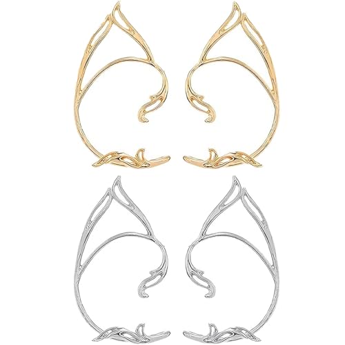 Lot de 2 Gothique Elfe Oreille Poignets Boucles D'oreilles,Oreilles d'elfe,Bijoux pour costumes de fée pour femme,Adolescentes Femmes et Filles Costume de...