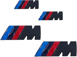 New 4PCS with M Emblem Metal Grille Emblem and Metal Emblem Trunk Badge Sign and Metal Side Label Badge Sign,for M Performance Emblem