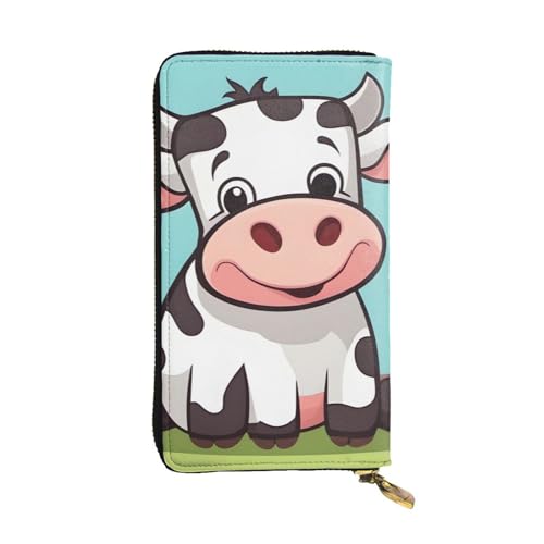 Cute Cartoon Cow Prints Leather Long Clutch Wallet for Fashionable Girls and Women - Durable, Stylish, and Functional, Black, One Size - Main Image